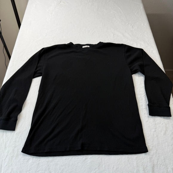 D Other - D/SET Waffle Knit Thermal Long Sleeve Shirt Mens XL Black Excellent MT1112